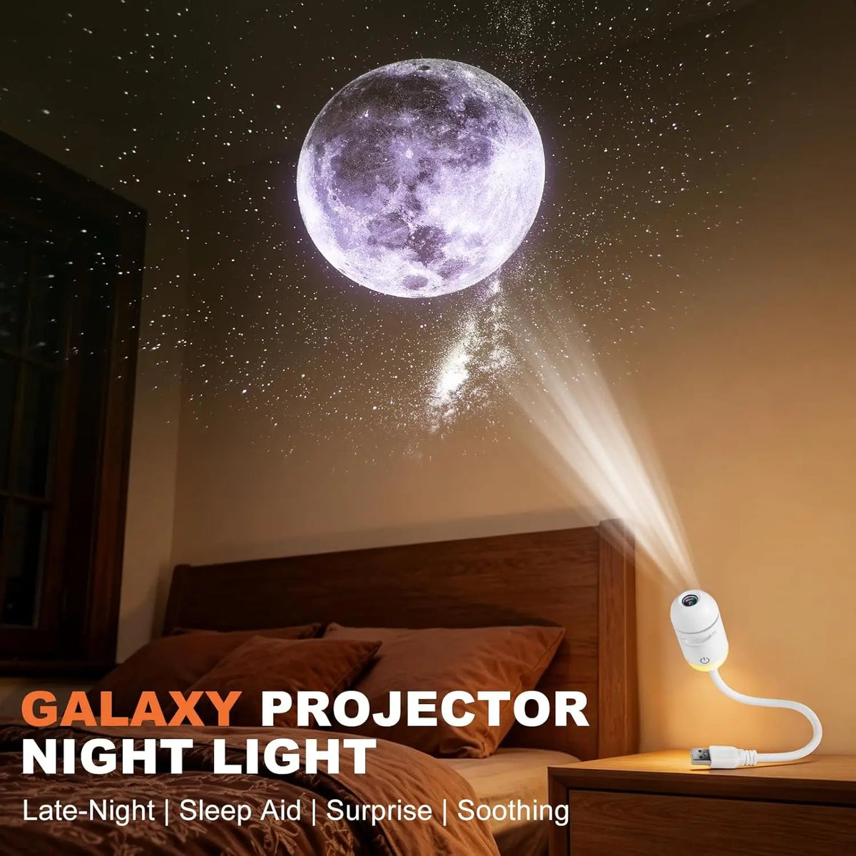 Mini Galaxy Projector Night Light – Rotating Star & Space Projection Lamp