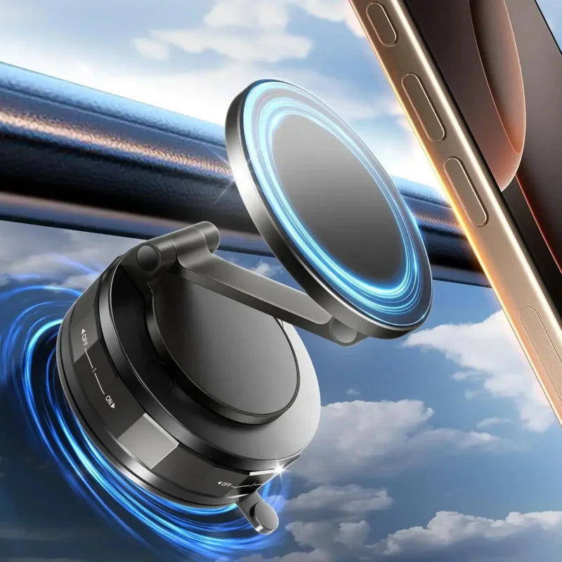 360° Magnetic Car Phone Holder – Rotatable Vacuum Suction Mount